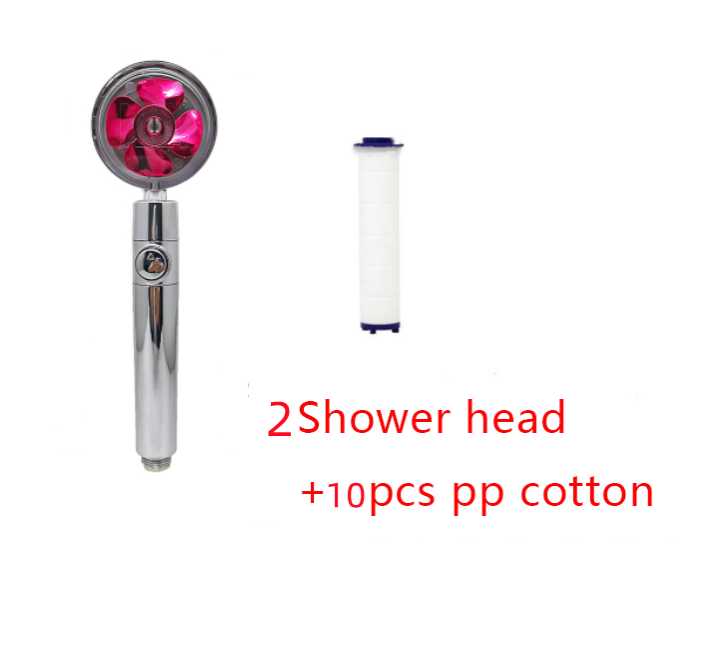 Shower Head Water Saving Flow 360 Degrees Rotating With Small Fan ABS Rain High Pressure Spray Nozzle Bathroom Accessories - Mubimart