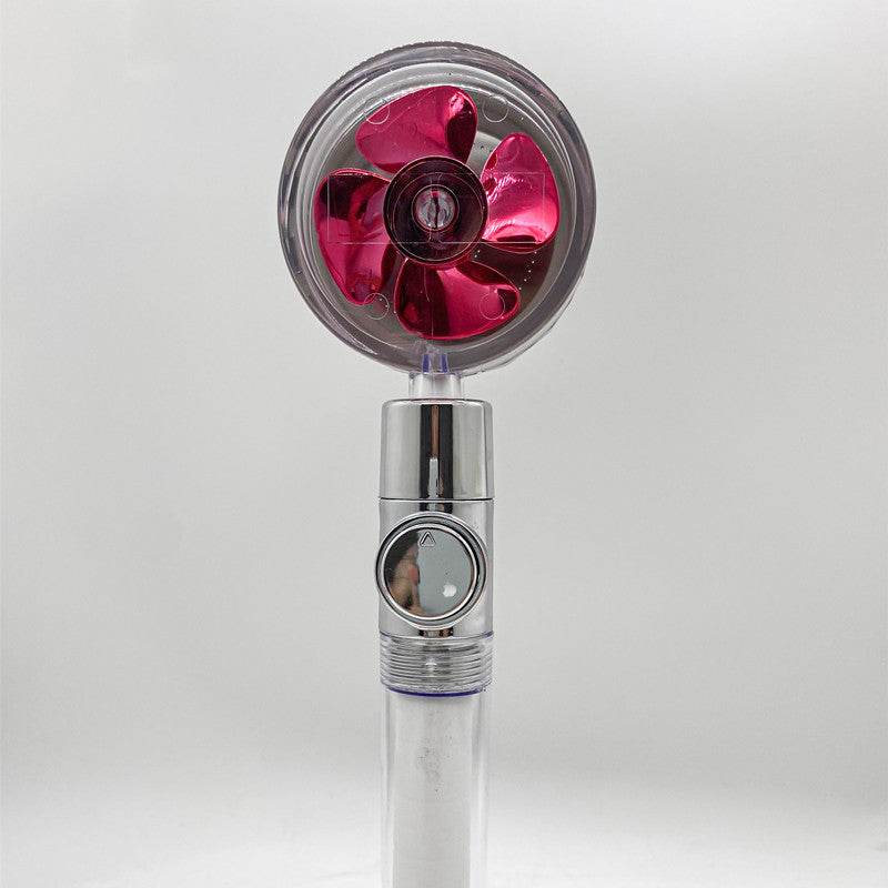 Shower Head Water Saving Flow 360 Degrees Rotating With Small Fan ABS Rain High Pressure Spray Nozzle Bathroom Accessories - Mubimart