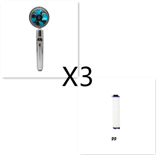 Shower Head Water Saving Flow 360 Degrees Rotating With Small Fan ABS Rain High Pressure Spray Nozzle Bathroom Accessories - Mubimart