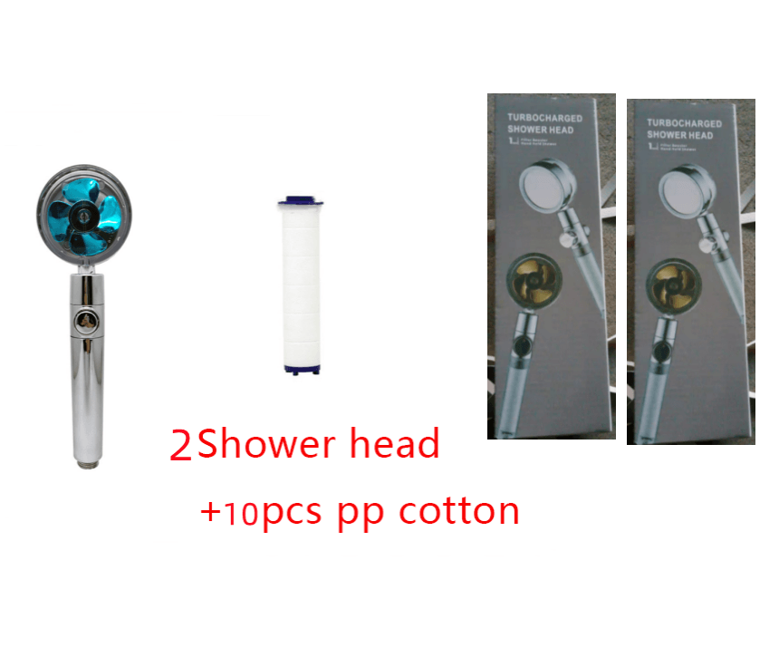 Shower Head Water Saving Flow 360 Degrees Rotating With Small Fan ABS Rain High Pressure Spray Nozzle Bathroom Accessories - Mubimart