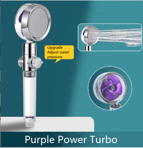 Shower Head Water Saving Flow 360 Degrees Rotating With Small Fan ABS Rain High Pressure Spray Nozzle Bathroom Accessories - Mubimart