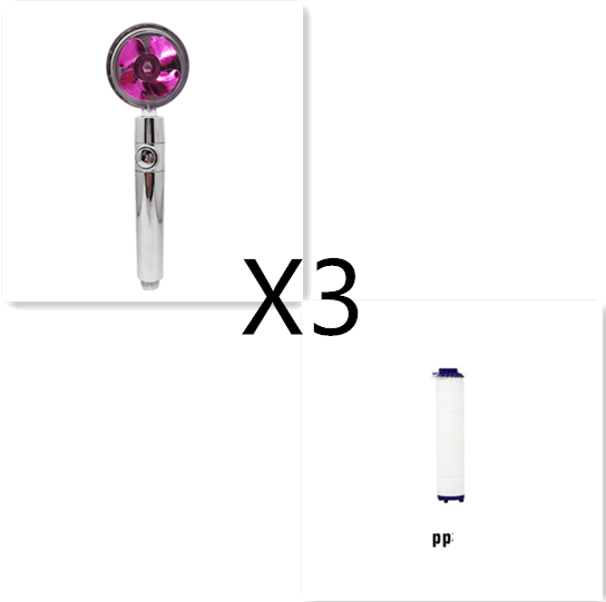 Shower Head Water Saving Flow 360 Degrees Rotating With Small Fan ABS Rain High Pressure Spray Nozzle Bathroom Accessories - Mubimart