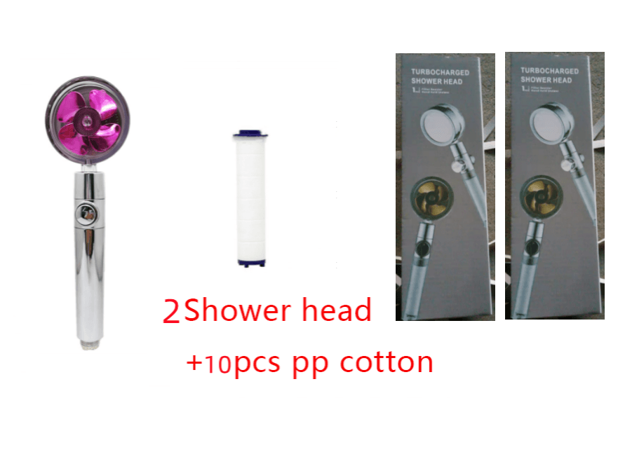 Shower Head Water Saving Flow 360 Degrees Rotating With Small Fan ABS Rain High Pressure Spray Nozzle Bathroom Accessories - Mubimart