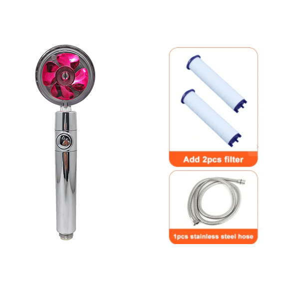 Shower Head Water Saving Flow 360 Degrees Rotating With Small Fan ABS Rain High Pressure Spray Nozzle Bathroom Accessories - Mubimart
