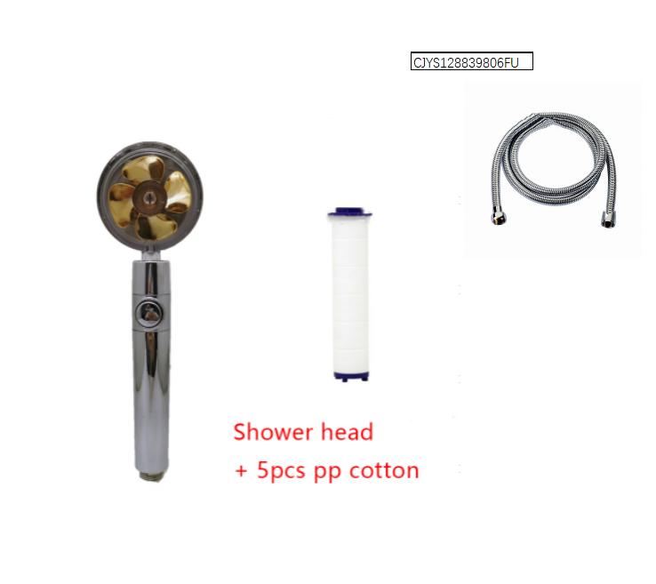 Shower Head Water Saving Flow 360 Degrees Rotating With Small Fan ABS Rain High Pressure Spray Nozzle Bathroom Accessories - Mubimart -  