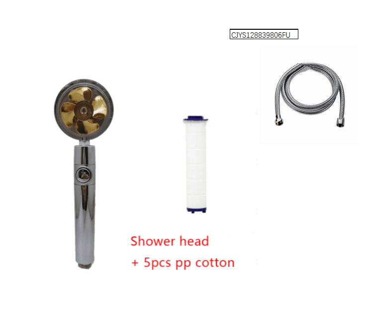 Shower Head Water Saving Flow 360 Degrees Rotating With Small Fan ABS Rain High Pressure Spray Nozzle Bathroom Accessories - Mubimart