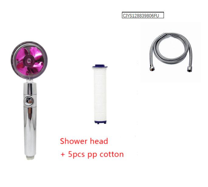 Shower Head Water Saving Flow 360 Degrees Rotating With Small Fan ABS Rain High Pressure Spray Nozzle Bathroom Accessories - Mubimart