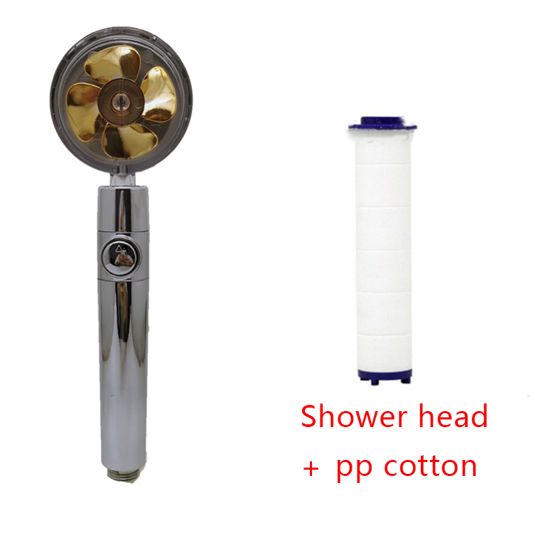 Shower Head Water Saving Flow 360 Degrees Rotating With Small Fan ABS Rain High Pressure Spray Nozzle Bathroom Accessories - Mubimart -  