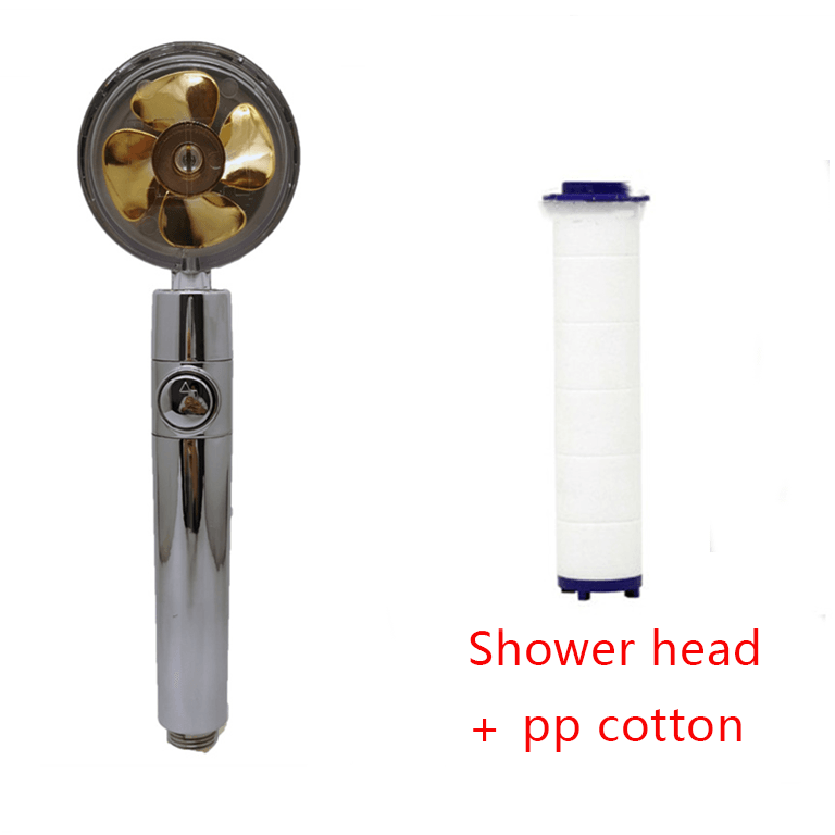 Shower Head Water Saving Flow 360 Degrees Rotating With Small Fan ABS Rain High Pressure Spray Nozzle Bathroom Accessories - Mubimart