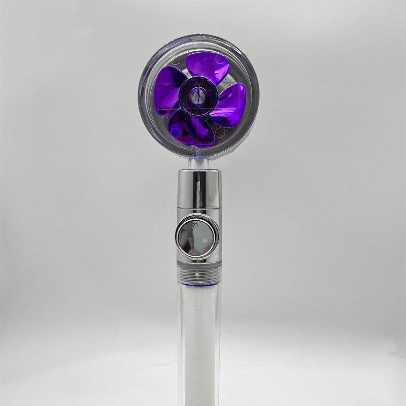 Shower Head Water Saving Flow 360 Degrees Rotating With Small Fan ABS Rain High Pressure Spray Nozzle Bathroom Accessories - Mubimart