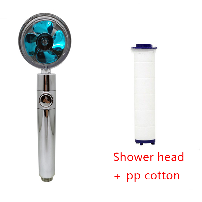 Shower Head Water Saving Flow 360 Degrees Rotating With Small Fan ABS Rain High Pressure Spray Nozzle Bathroom Accessories - Mubimart -  