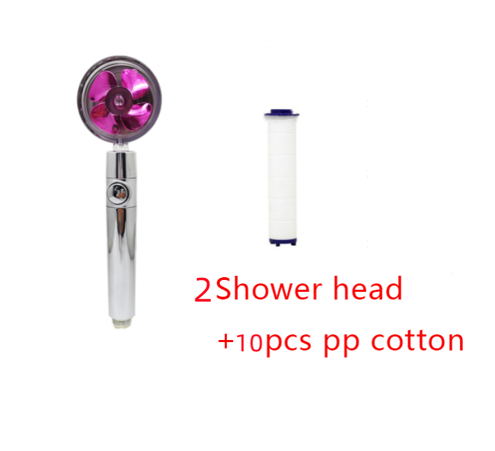 Shower Head Water Saving Flow 360 Degrees Rotating With Small Fan ABS Rain High Pressure Spray Nozzle Bathroom Accessories - Mubimart -  