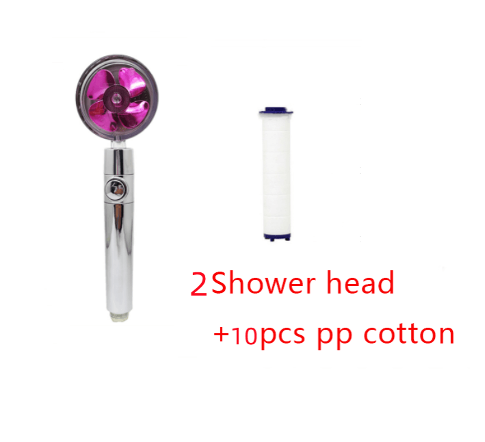 Shower Head Water Saving Flow 360 Degrees Rotating With Small Fan ABS Rain High Pressure Spray Nozzle Bathroom Accessories - Mubimart