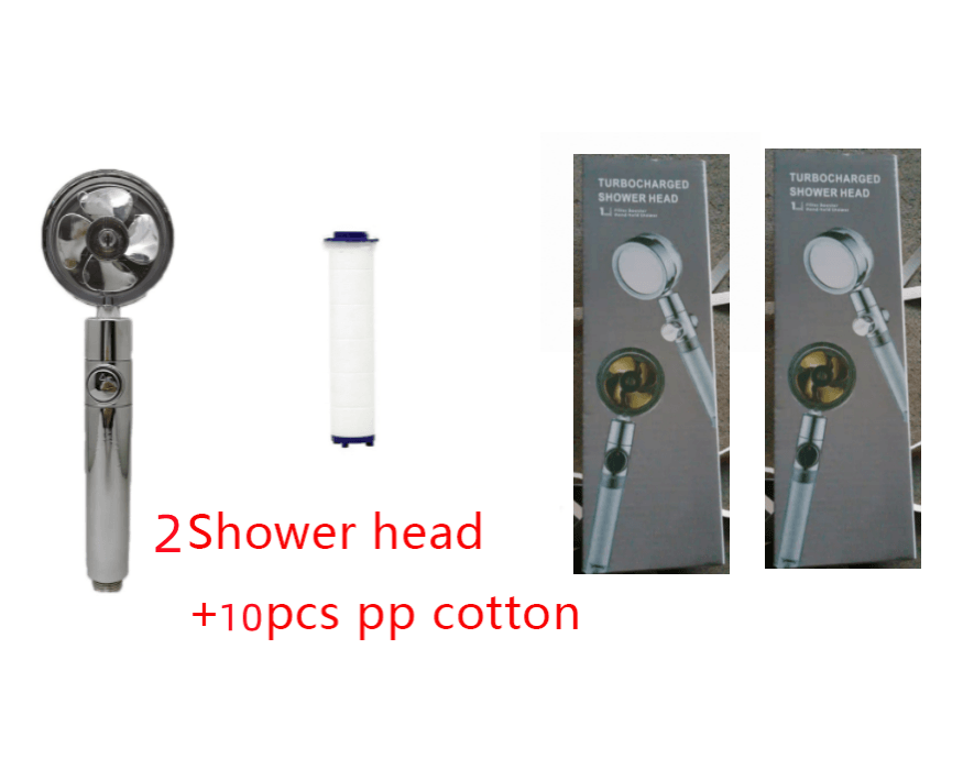 Shower Head Water Saving Flow 360 Degrees Rotating With Small Fan ABS Rain High Pressure Spray Nozzle Bathroom Accessories - Mubimart