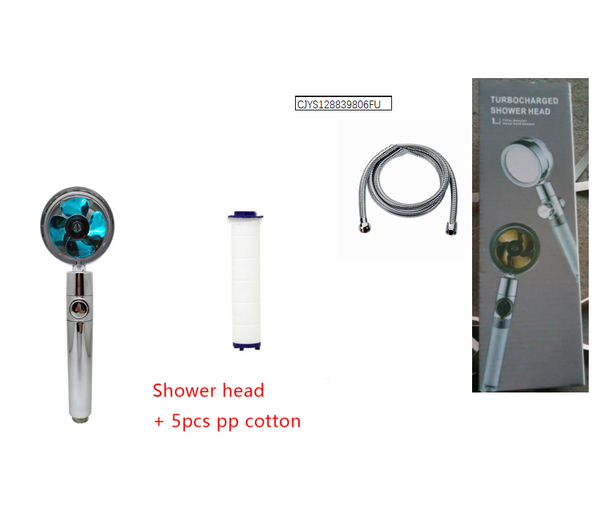 Shower Head Water Saving Flow 360 Degrees Rotating With Small Fan ABS Rain High Pressure Spray Nozzle Bathroom Accessories - Mubimart -  