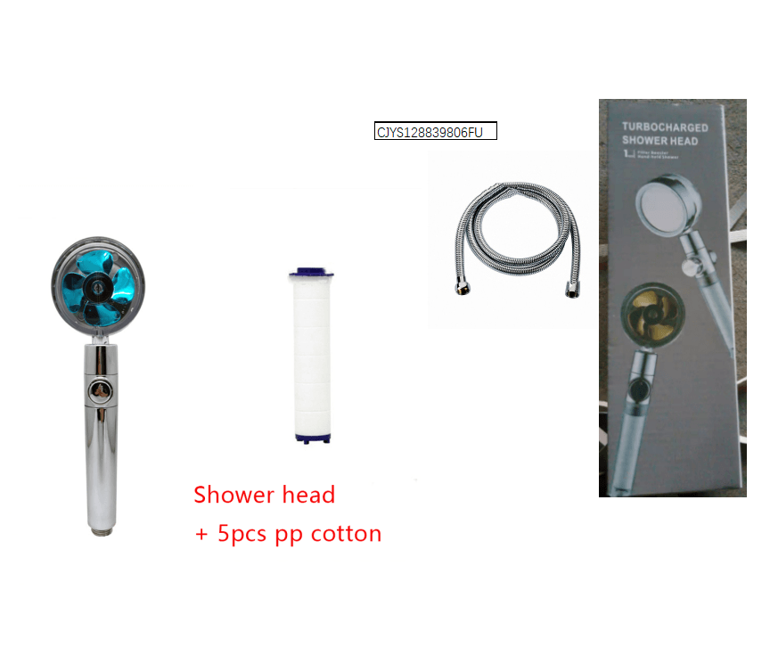 Shower Head Water Saving Flow 360 Degrees Rotating With Small Fan ABS Rain High Pressure Spray Nozzle Bathroom Accessories - Mubimart