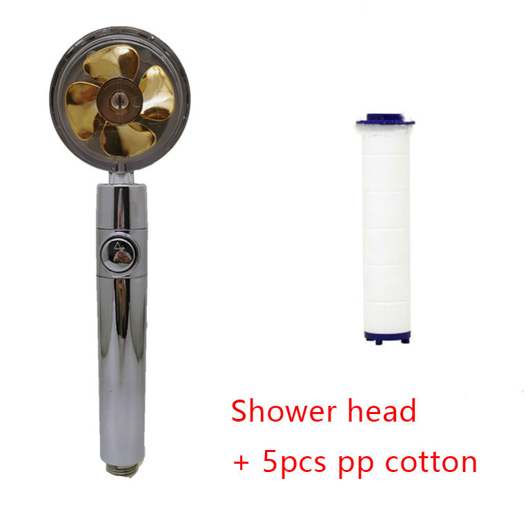 Shower Head Water Saving Flow 360 Degrees Rotating With Small Fan ABS Rain High Pressure Spray Nozzle Bathroom Accessories - Mubimart -  