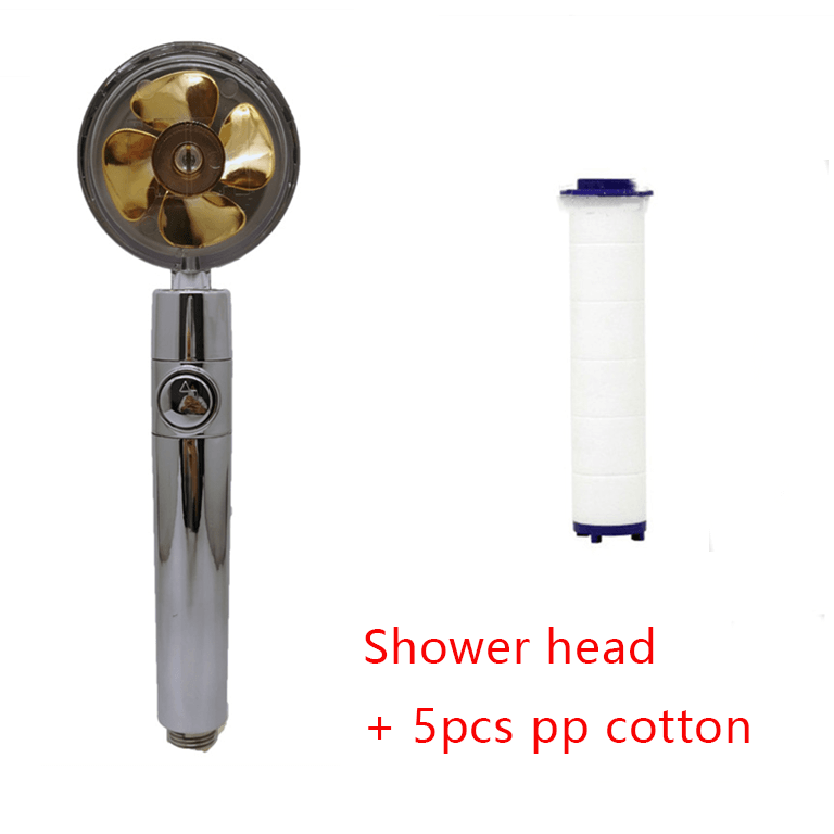 Shower Head Water Saving Flow 360 Degrees Rotating With Small Fan ABS Rain High Pressure Spray Nozzle Bathroom Accessories - Mubimart