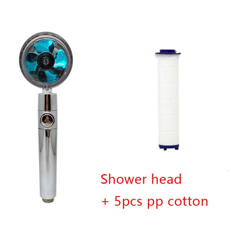 Shower Head Water Saving Flow 360 Degrees Rotating With Small Fan ABS Rain High Pressure Spray Nozzle Bathroom Accessories - Mubimart -  