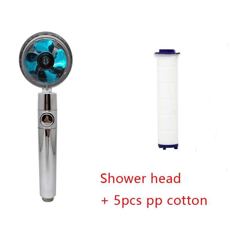 Shower Head Water Saving Flow 360 Degrees Rotating With Small Fan ABS Rain High Pressure Spray Nozzle Bathroom Accessories - Mubimart