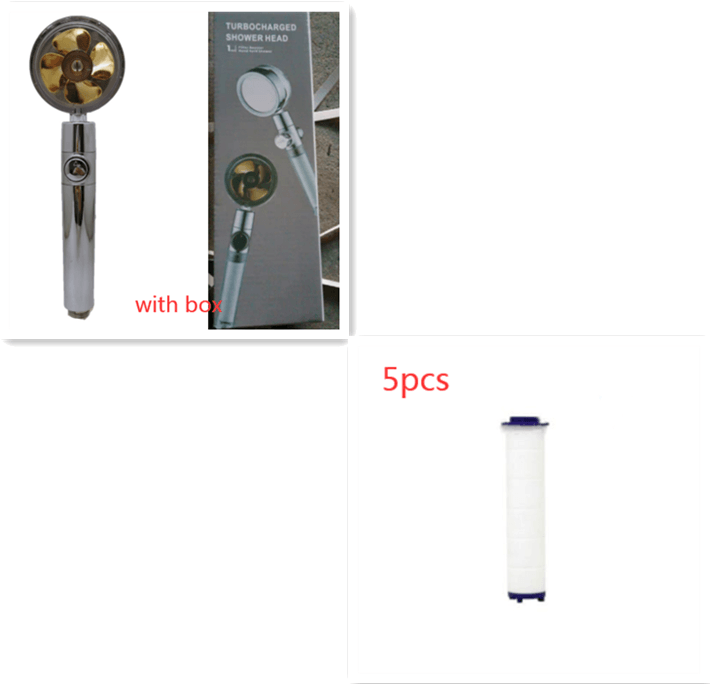 Shower Head Water Saving Flow 360 Degrees Rotating With Small Fan ABS Rain High Pressure Spray Nozzle Bathroom Accessories - Mubimart