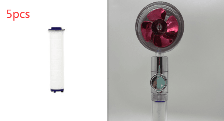 Shower Head Water Saving Flow 360 Degrees Rotating With Small Fan ABS Rain High Pressure Spray Nozzle Bathroom Accessories - Mubimart