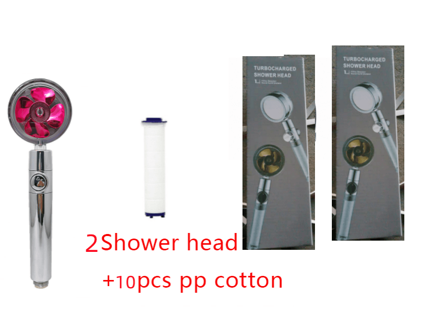 Shower Head Water Saving Flow 360 Degrees Rotating With Small Fan ABS Rain High Pressure Spray Nozzle Bathroom Accessories - Mubimart