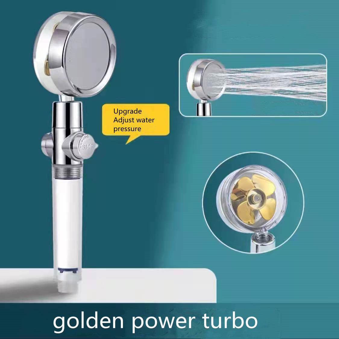 Shower Head Water Saving Flow 360 Degrees Rotating With Small Fan ABS Rain High Pressure Spray Nozzle Bathroom Accessories - Mubimart