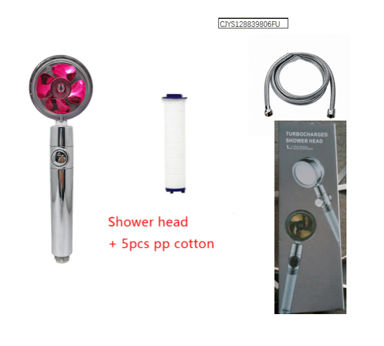 Shower Head Water Saving Flow 360 Degrees Rotating With Small Fan ABS Rain High Pressure Spray Nozzle Bathroom Accessories - Mubimart