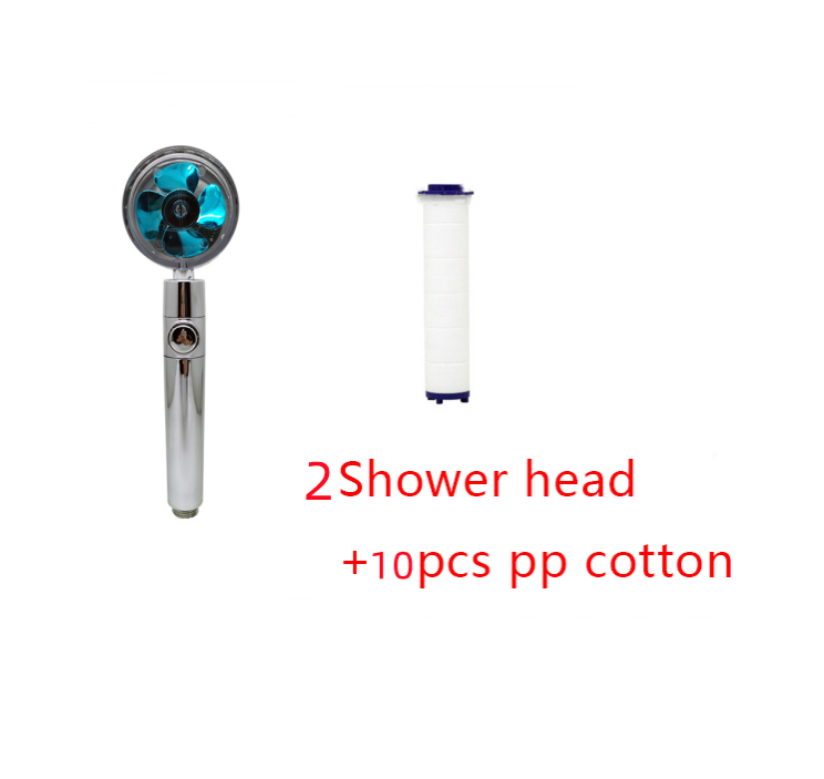 Shower Head Water Saving Flow 360 Degrees Rotating With Small Fan ABS Rain High Pressure Spray Nozzle Bathroom Accessories - Mubimart -  