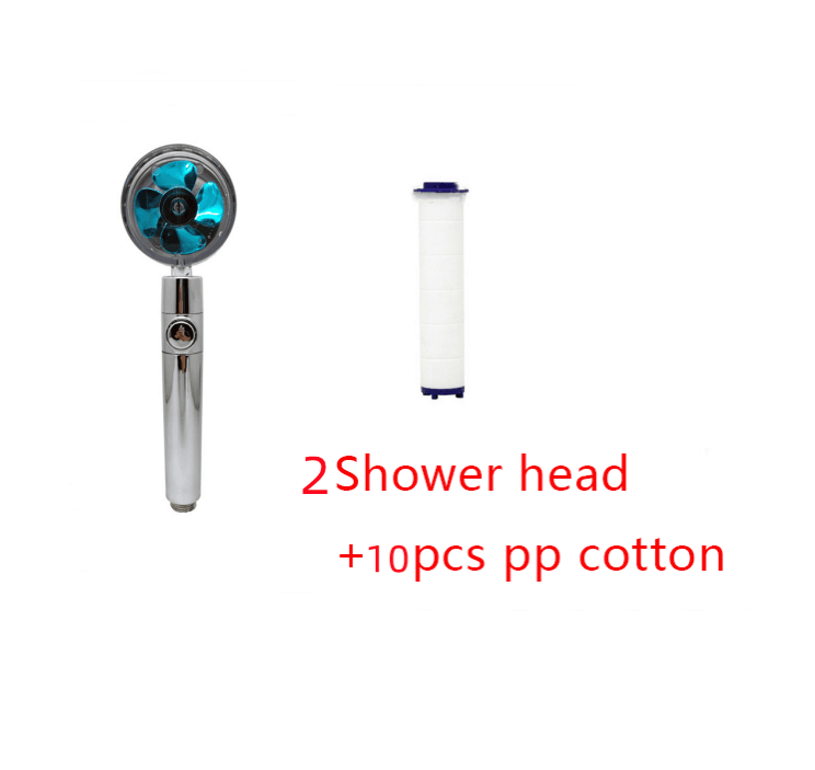 Shower Head Water Saving Flow 360 Degrees Rotating With Small Fan ABS Rain High Pressure Spray Nozzle Bathroom Accessories - Mubimart