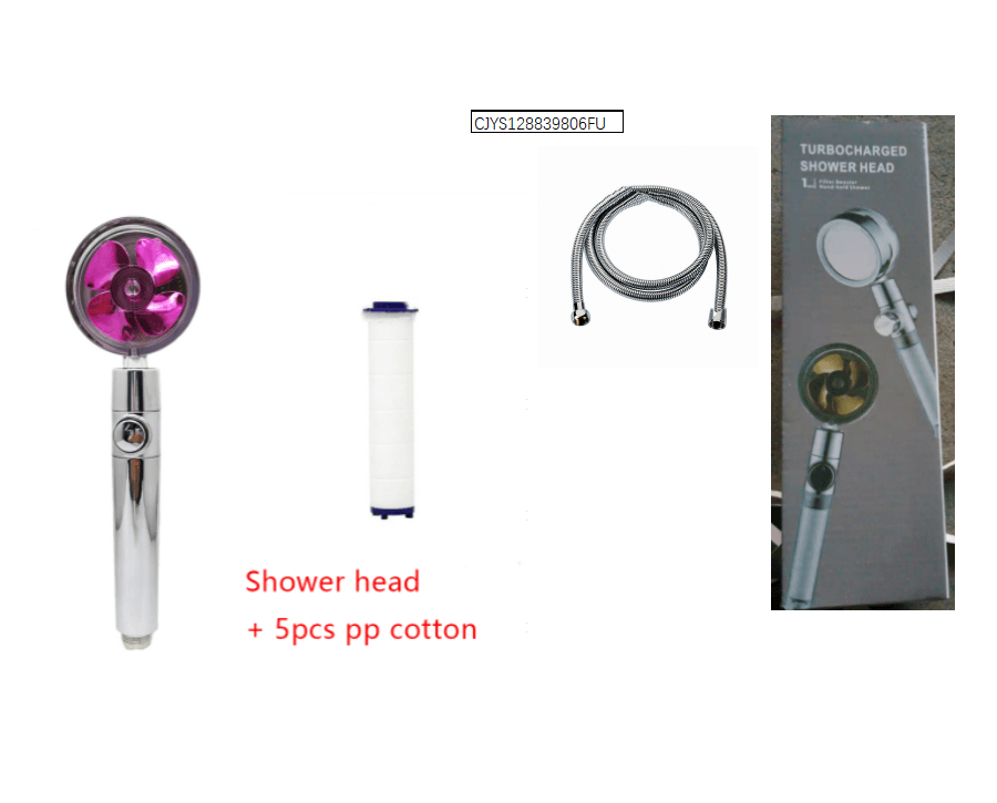 Shower Head Water Saving Flow 360 Degrees Rotating With Small Fan ABS Rain High Pressure Spray Nozzle Bathroom Accessories - Mubimart