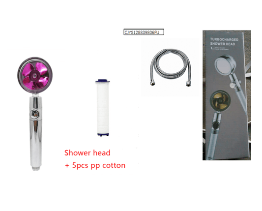 Shower Head Water Saving Flow 360 Degrees Rotating With Small Fan ABS Rain High Pressure Spray Nozzle Bathroom Accessories - Mubimart