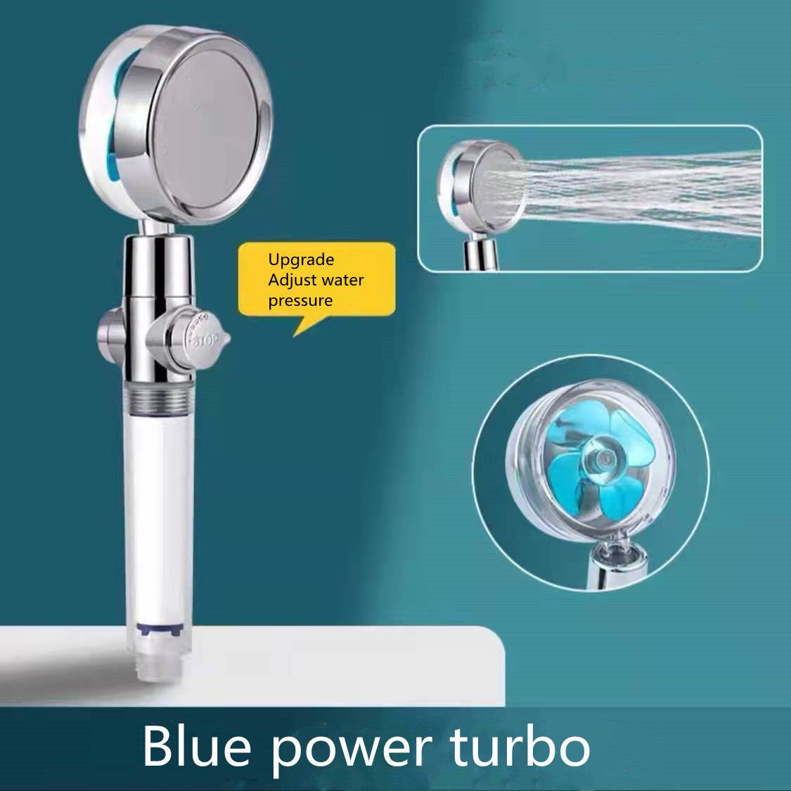 Shower Head Water Saving Flow 360 Degrees Rotating With Small Fan ABS Rain High Pressure Spray Nozzle Bathroom Accessories - Mubimart