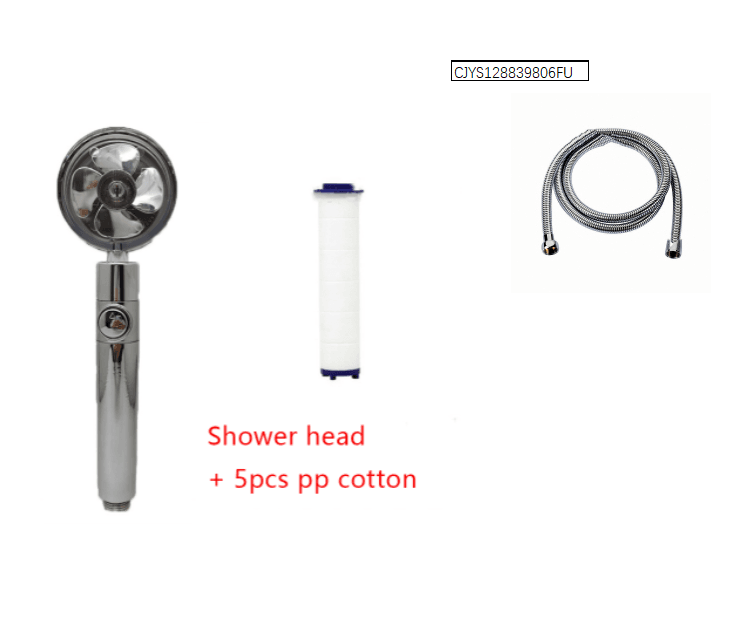 Shower Head Water Saving Flow 360 Degrees Rotating With Small Fan ABS Rain High Pressure Spray Nozzle Bathroom Accessories - Mubimart