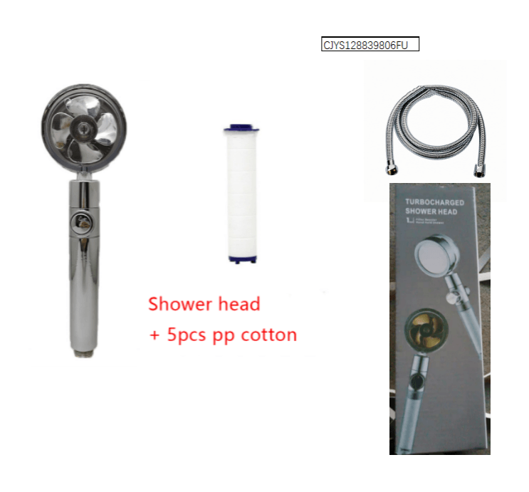 Shower Head Water Saving Flow 360 Degrees Rotating With Small Fan ABS Rain High Pressure Spray Nozzle Bathroom Accessories - Mubimart