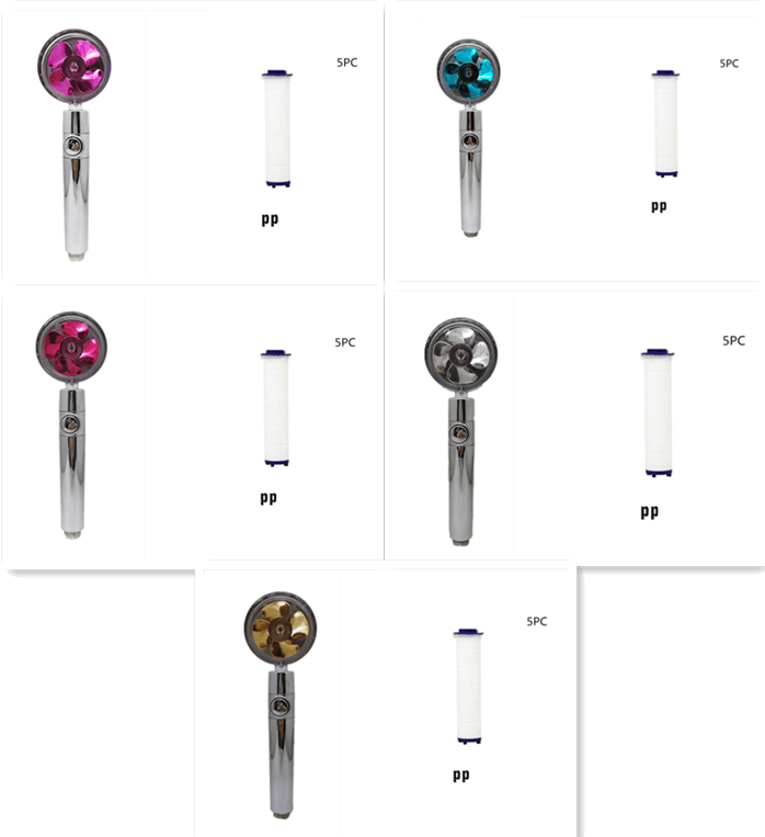 Shower Head Water Saving Flow 360 Degrees Rotating With Small Fan ABS Rain High Pressure Spray Nozzle Bathroom Accessories - Mubimart