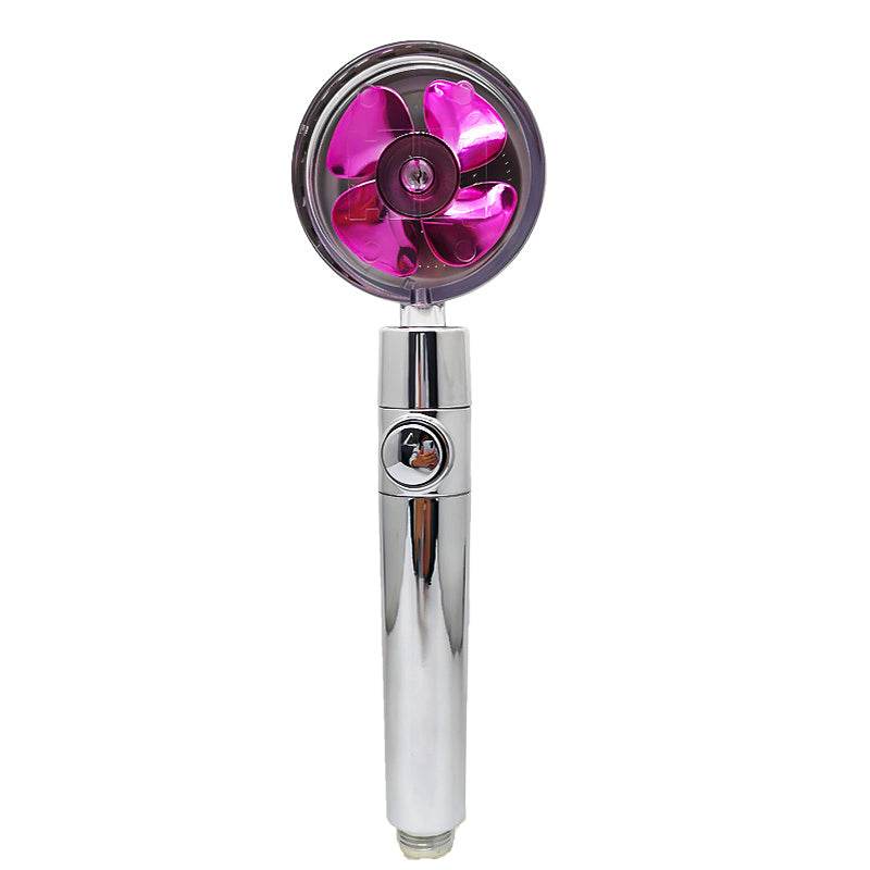 Shower Head Water Saving Flow 360 Degrees Rotating With Small Fan ABS Rain High Pressure Spray Nozzle Bathroom Accessories - Mubimart