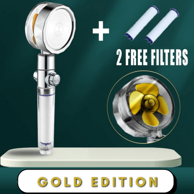 Shower Head Water Saving Flow 360 Degrees Rotating With Small Fan ABS Rain High Pressure Spray Nozzle Bathroom Accessories - Mubimart