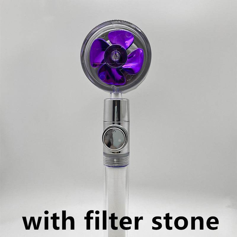 Shower Head Water Saving Flow 360 Degrees Rotating With Small Fan ABS Rain High Pressure Spray Nozzle Bathroom Accessories - Mubimart