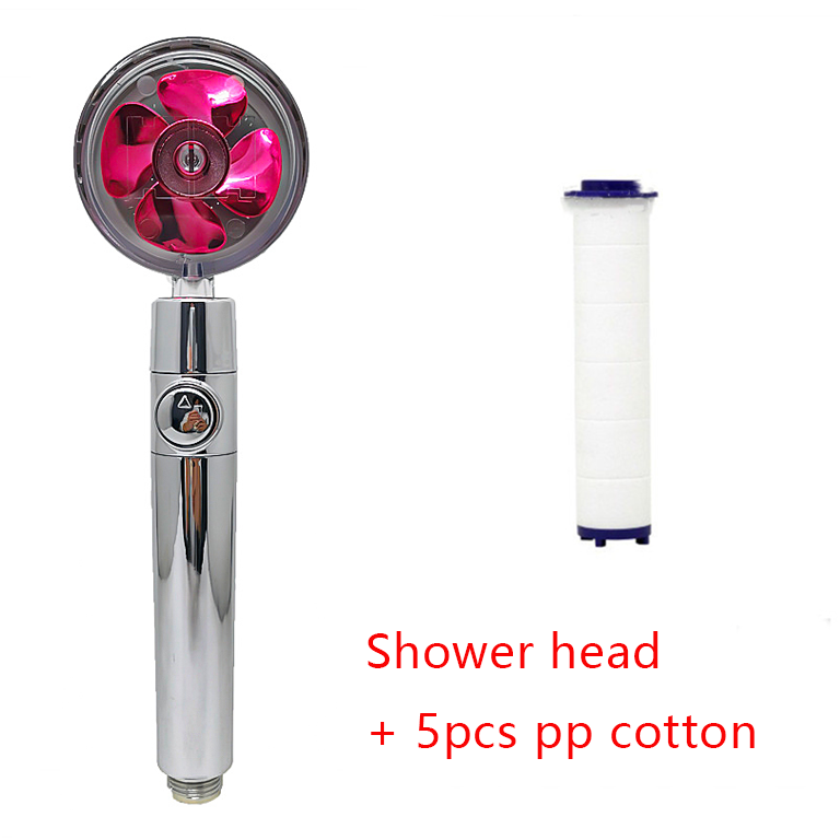 Shower Head Water Saving Flow 360 Degrees Rotating With Small Fan ABS Rain High Pressure Spray Nozzle Bathroom Accessories - Mubimart -  