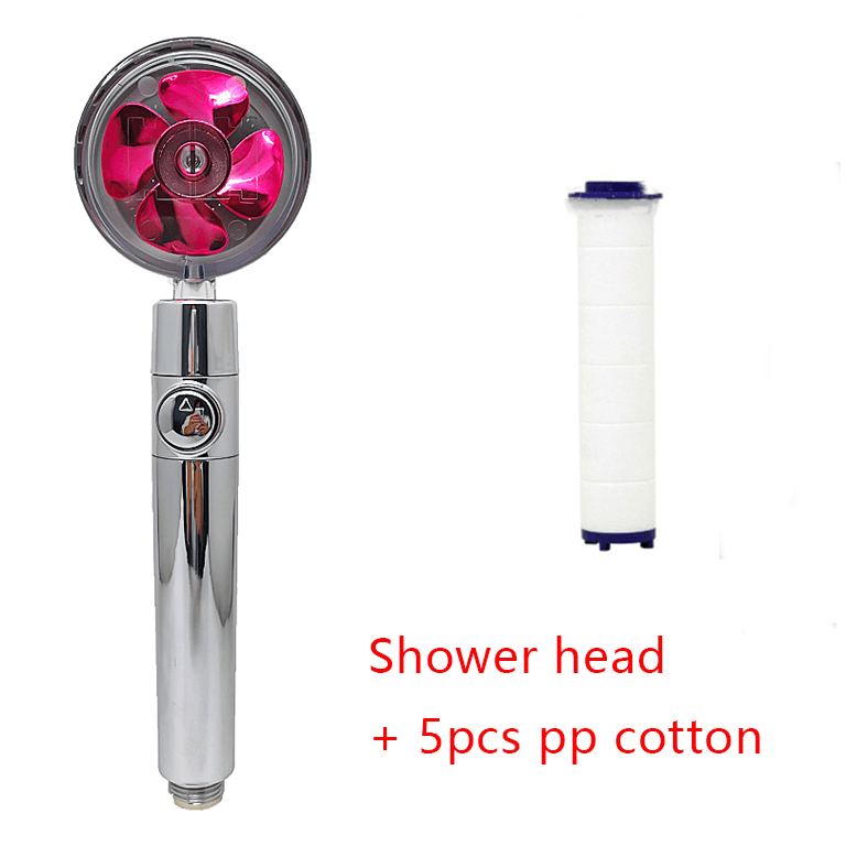 Shower Head Water Saving Flow 360 Degrees Rotating With Small Fan ABS Rain High Pressure Spray Nozzle Bathroom Accessories - Mubimart
