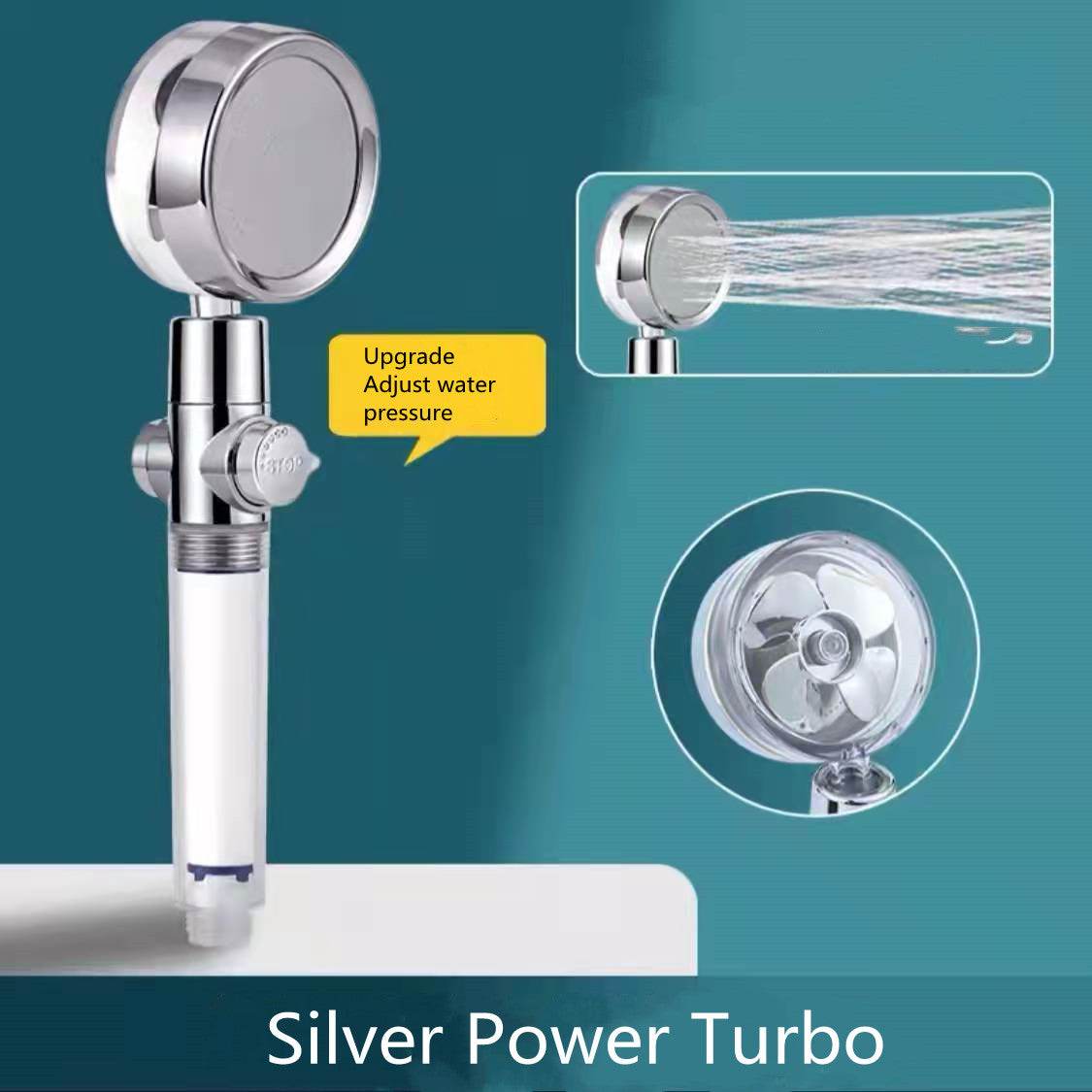 Shower Head Water Saving Flow 360 Degrees Rotating With Small Fan ABS Rain High Pressure Spray Nozzle Bathroom Accessories - Mubimart