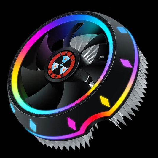 Silent RGB LED Air CPU Cooler Fan Desktop Computer Heatsink Radiato Colorful Cooling For 115X AMD - Mubimart
