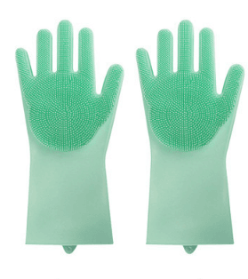 Silicone Heat-resistant Cleaning Brush Scrubbing Gloves - Mubimart