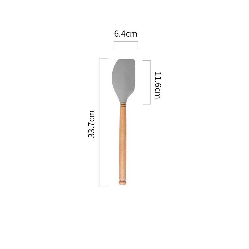 Silicone spatula spatula wooden handle oil brush - Mubimart