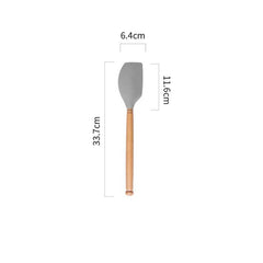 Silicone spatula spatula wooden handle oil brush - Mubimart -  