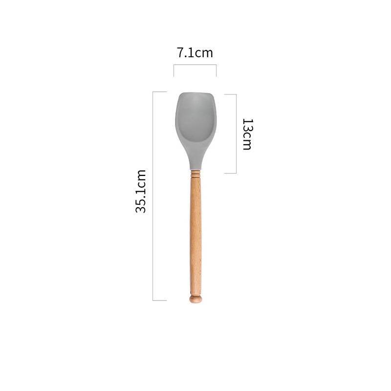 Silicone spatula spatula wooden handle oil brush - Mubimart