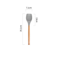 Silicone spatula spatula wooden handle oil brush - Mubimart -  