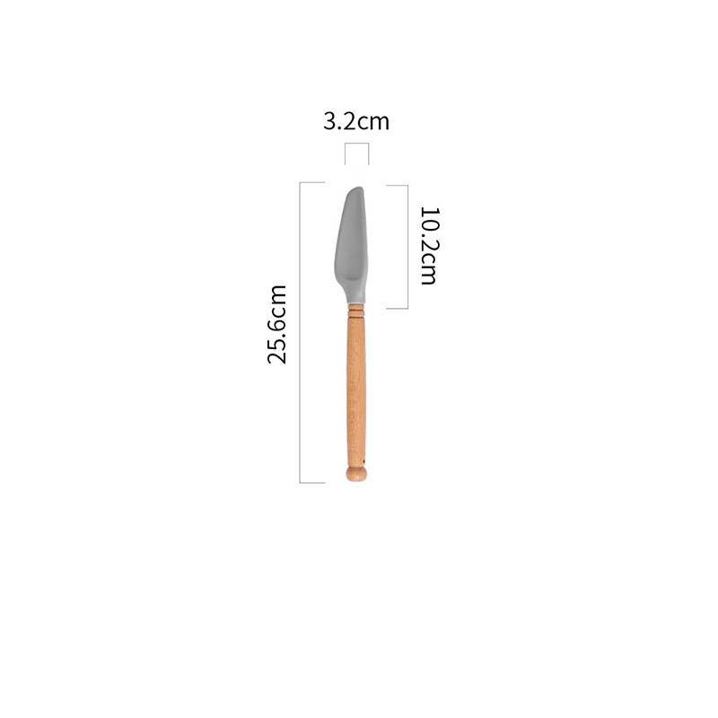 Silicone spatula spatula wooden handle oil brush - Mubimart